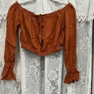 f21 off shoulder crop top